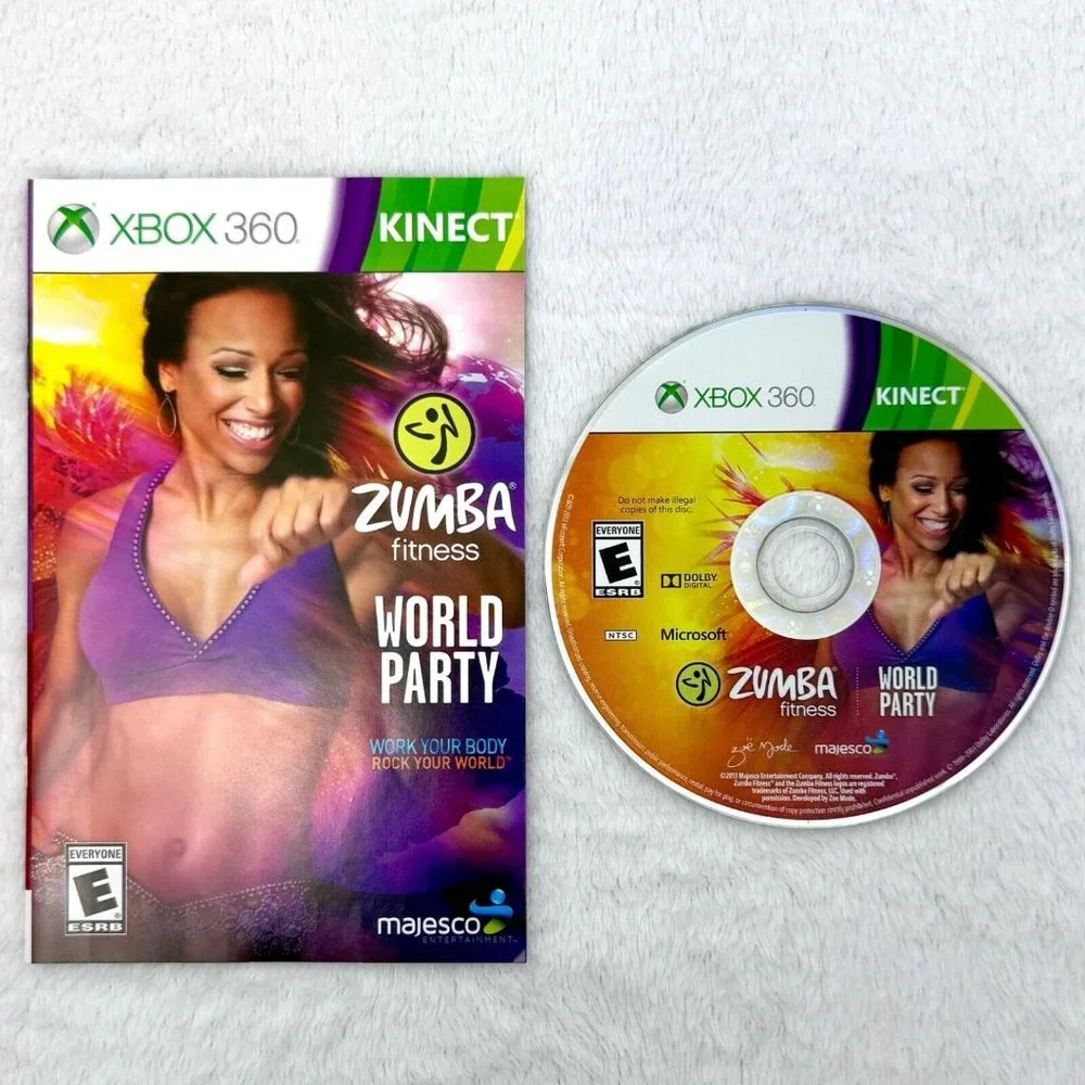 XBOX 360 Kinect Zumba Fitness Game 2 Disc Bundle Join The Party & World Party